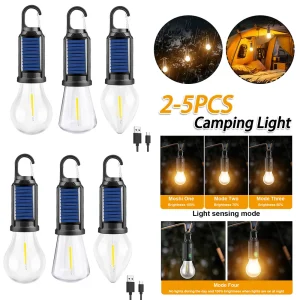 2-5PCS Solar Powered LED Lighting Lantern USB Charging Outdoor