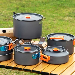 3pcs Camping Cookware Set Portable Non-Stick Aluminum Alloy Pot Pan